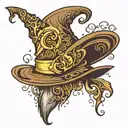 wizard hat brown and gold tattoo design idea