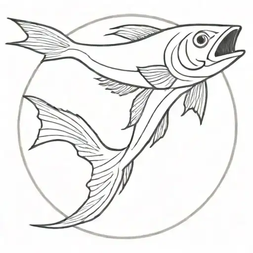 outline of a wahoo fish in circle tattoo design tattoo design idea