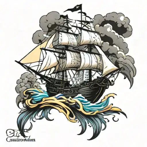 pirate ship tattoo design idea