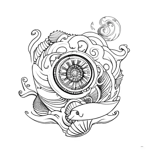 A seashell transforming into a book tattoo design idea