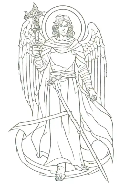 michael archangel with sword tattoo design idea