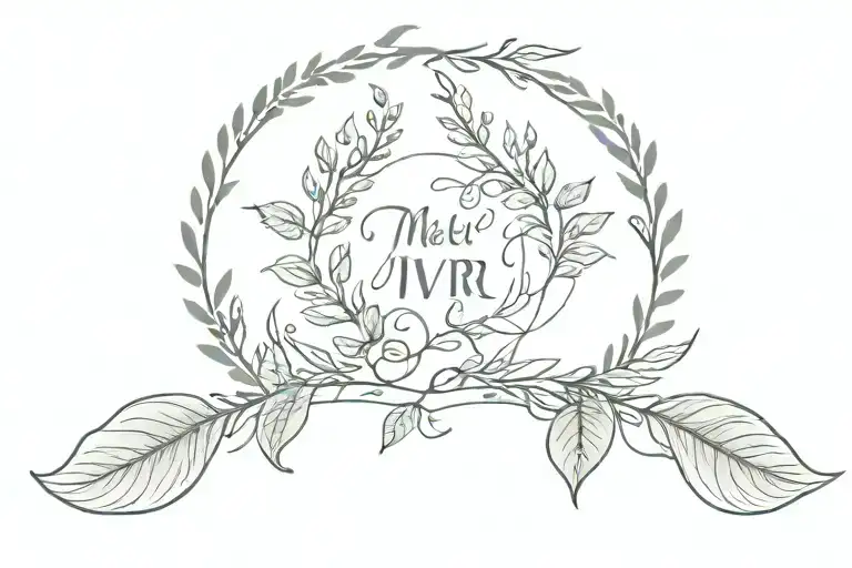 memento vivere amor fati combined with laurel wreath crown tattoo design idea