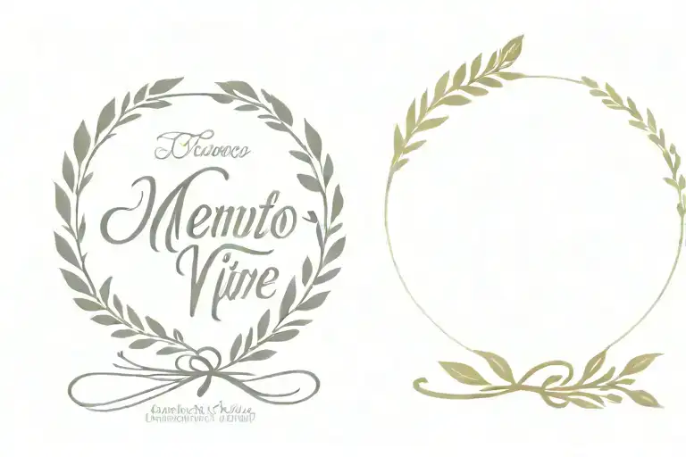 memento vivere word and amor fati word combined with laurel wreath crown tattoo design idea