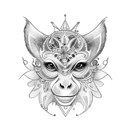 small artistic tattoo with the presence of 3 types of animals: monkeys, horses and chickens adorned with flowers tattoo design idea