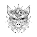 small artistic tattoo with the presence of 3 types of animals: monkeys, horses and chickens adorned with flowers tattoo design idea