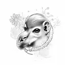 small artistic tattoo with the presence of 3 types of animals: monkeys, horses and chickens adorned with flowers tattoo design idea