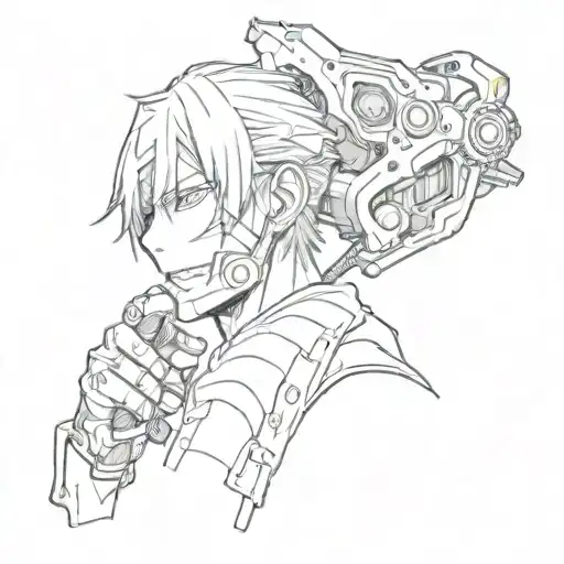 denji and makima chainsaw man tattoo design idea