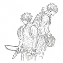 denji and makima chainsaw man tattoo design idea