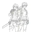 denji and makima chainsaw man tattoo design idea