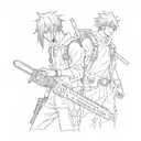 denji and makima chainsaw man tattoo design idea