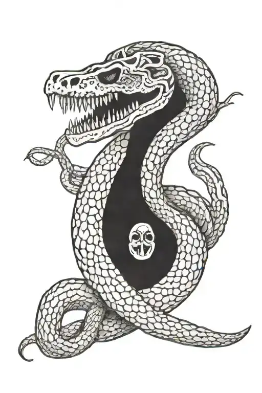 snake with skeleton showing tattoo design idea