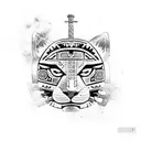 Aztec jaguar warrior with a macuahuitl tattoo design idea