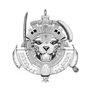 Aztec jaguar warrior with a macuahuitl tattoo design idea