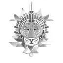 Aztec jaguar warrior with a macuahuitl tattoo design idea