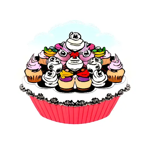 cupcakes, skulls tattoo design idea
