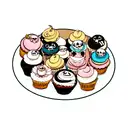 cupcakes, skulls tattoo design idea
