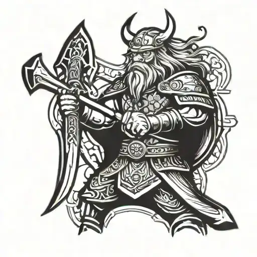 Viking wearing wolve warrior wielding a sword tattoo design idea