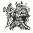 Viking wearing wolve warrior wielding a sword tattoo design idea