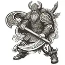 Viking wearing wolve warrior wielding a sword tattoo design idea