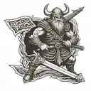 Viking wearing wolve warrior wielding a sword tattoo design idea