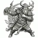 Viking wearing wolve warrior wielding a sword tattoo design idea