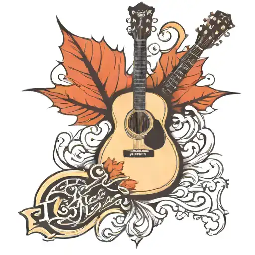 Maple Leaf and guitar tattoo design idea