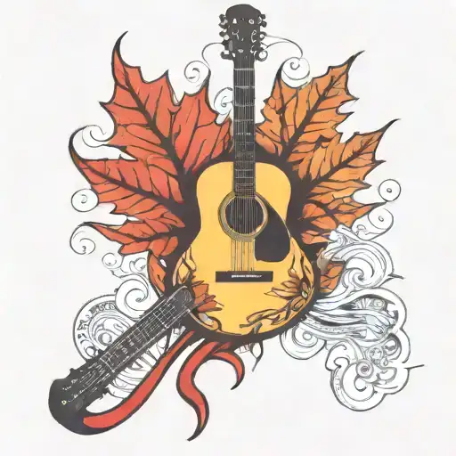 Maple Leaf and guitar tattoo design idea