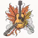 Maple Leaf and guitar tattoo design idea