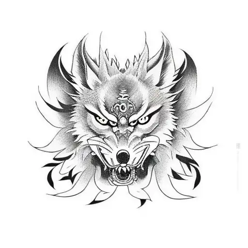 kitsune mask  tattoo design idea