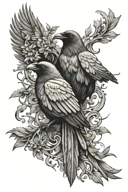 two-headed raven incest pintograms tattoo design idea