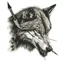 wolf and arrow tattoo design idea