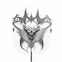 A tattoo inspired by the Creation of Adam painting, incorporating swords tattoo design idea