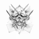 A tattoo inspired by the Creation of Adam painting, incorporating swords tattoo design idea