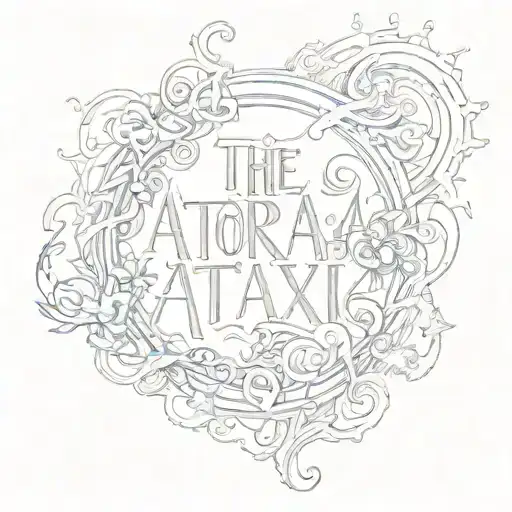 the word ataraxia written word tattoo design idea