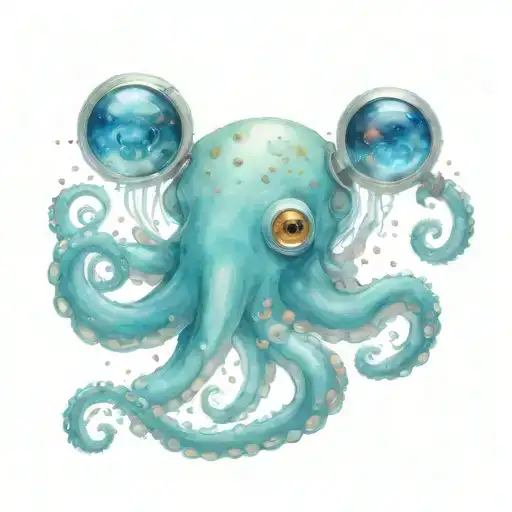 octopus holding hamsters dressed as astronauts tattoo design idea