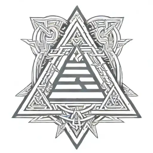 A valknut symbol with each triangle tip replaced with a blank circle.  tattoo design idea