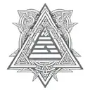A valknut symbol with each triangle tip replaced with a blank circle.  tattoo design idea