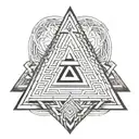 A valknut symbol with each triangle tip replaced with a blank circle.  tattoo design idea