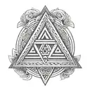 A valknut symbol with each triangle tip replaced with a blank circle.  tattoo design idea