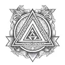 A valknut symbol with each triangle tip replaced with a blank circle.  tattoo design idea