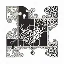 heart and brain connected puzzle pieces forming two different dates  tattoo design idea