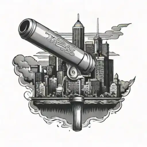A microphone wrapped around a back bone with Memphis Tennessee skyline in the background tattoo design idea
