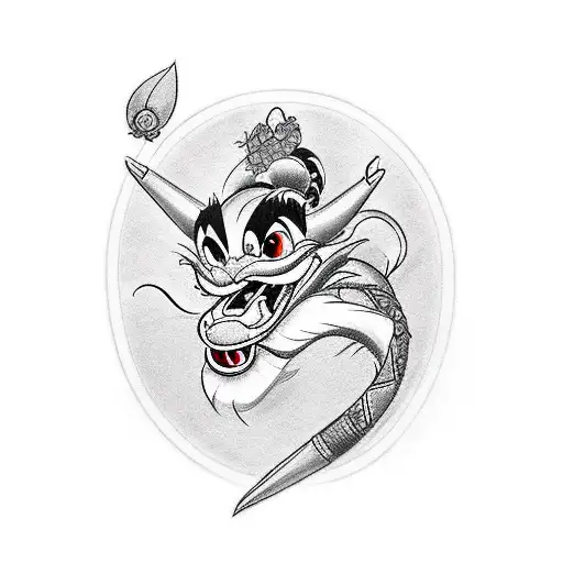 Disney Mulan with Mushu tattoo design idea