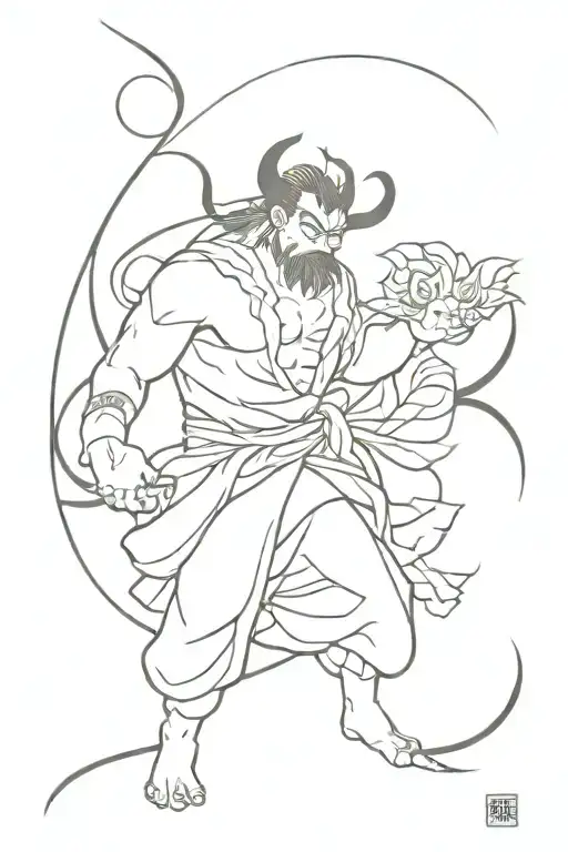 fujin and raijin tattoo design idea