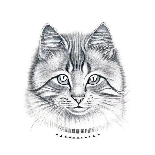 A Chinese good fortune kitty. That it be white fur, and on the forehead have a spot that looks like a third eye. tattoo design idea