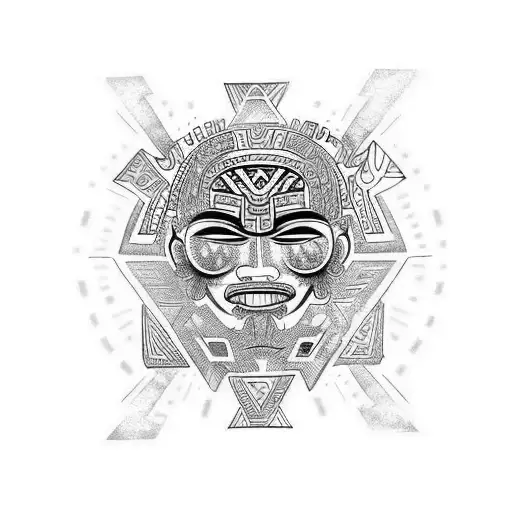 Combine Maori and Aztec designs to create a  text tattoo with these words "Joy in chaos" tattoo design idea