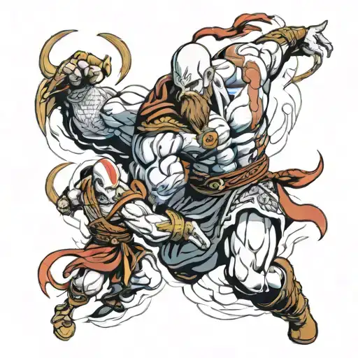 kratos fighting Zeus tattoo design idea