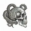 Male skull and horse shoe tattoo design idea