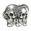Male skull and horse shoe tattoo design idea