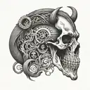 Male skull and horse shoe tattoo design idea